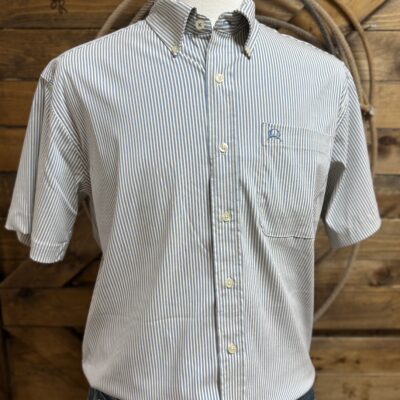 Mens Cinch S/S Arena Flex Button Down-Blue/White Stripe