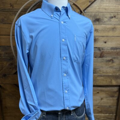 Mens Cinch Modern Fit Arena Flex Button Down-Solid Light Blue
