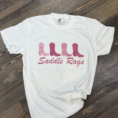Saddle Rags Pink/White Boot Line Tee