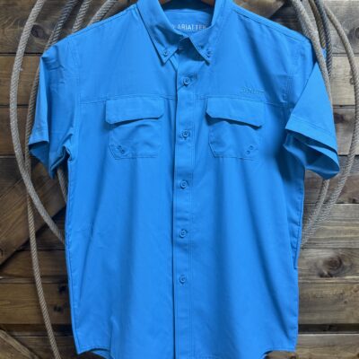Boys Ariat S/S VentTek Classic Button Down-Blue Moon Turquoise