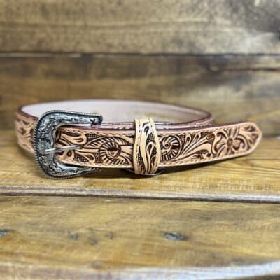 Kids Leather Basketweave Stamped Belt
