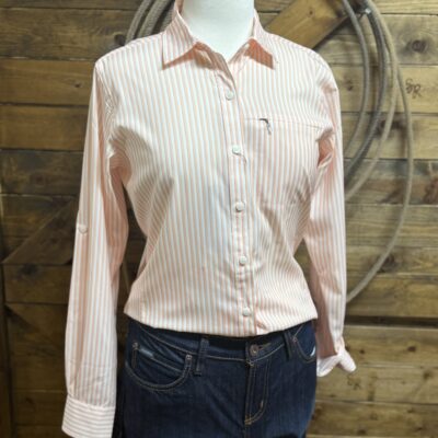 Womens Ariat VentTek L/S Button Down-Peach Stripe