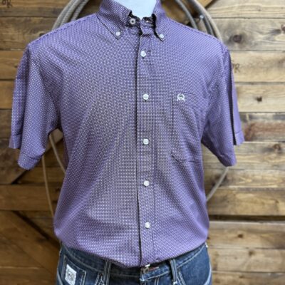Mens Cinch S/S ArenaFlex Button Down-Purple Print
