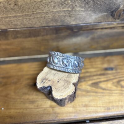 Large Melon Seed Stamped Silver Cuff