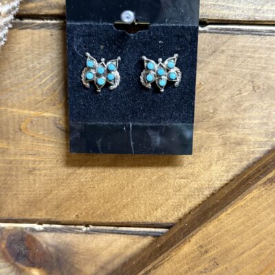 Turquoise Snake Eye 6 Stone Cluster Earrings