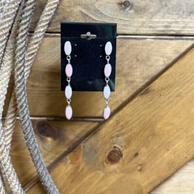 4 Stone Pink Conch Drop Dangle Earring