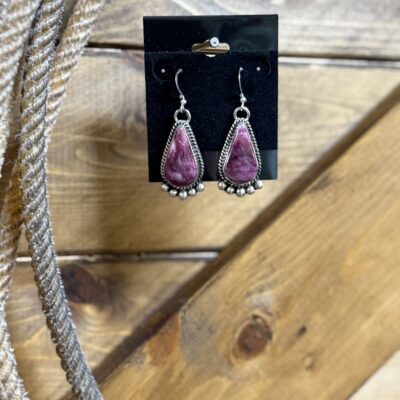 Sterling Purple Spiny Tear Drop Dangle Earrings