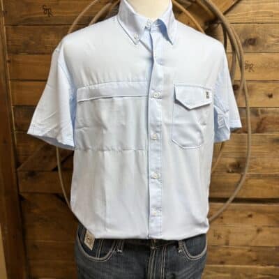 Mens Huk S/S Tidepoint Button Down-Coastal Drift Blue