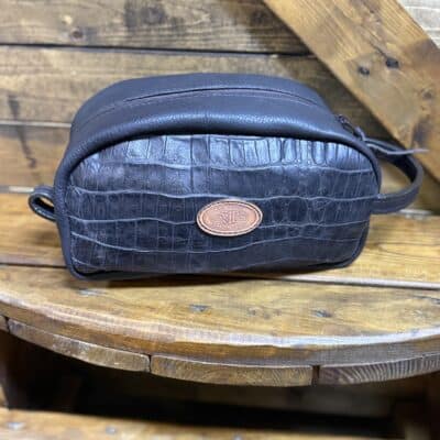 Double J Saddlery Leather Shaving Kit-Brown Gator Print