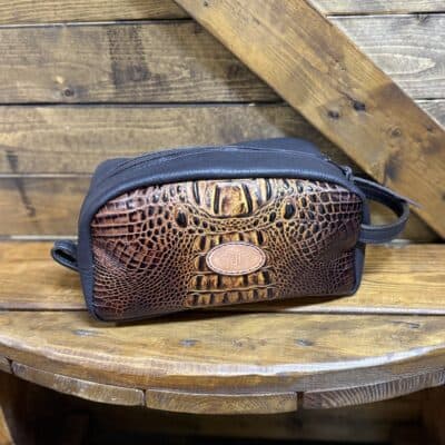 Double J Saddlery Leather Shaving Kit-Autumn Croc Print