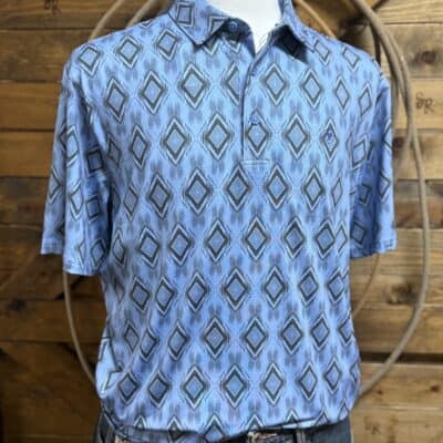 Mens Ariat 360 Airflow S/S Polo-Blissful Blue