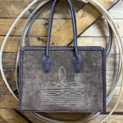 American Darling Square Boot Stitch Tote-Brown Roughout