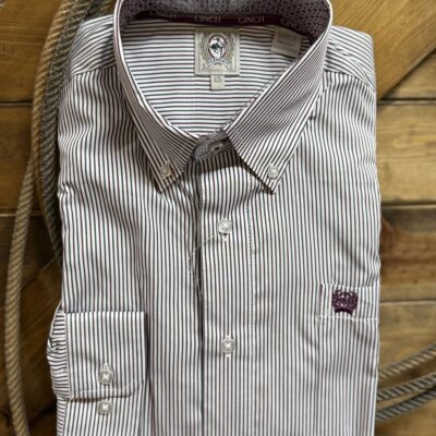 Mens Cinch Classic L/S Button Down-White Stripe