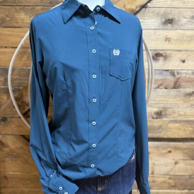 Womens Cinch L/S Arena Flex Button Down-Perforated Teal