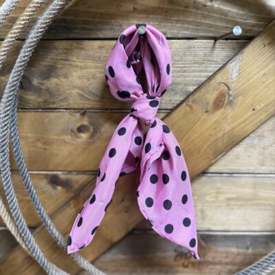 Pink/Black Large Polka Dot Cowboy Wild Rag 20"