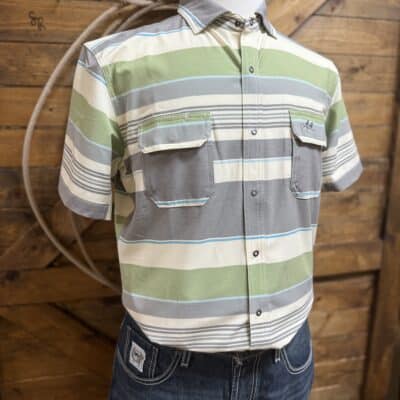 Mens Two Dove S/S Rio Snap Shirt-Baja Grey Stripe