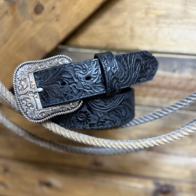 Womens Ariat Floral Stamped Belt-Black