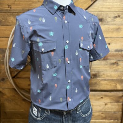 Mens Raised By Coyotes S/S Performance Pearl Snap-Cicada
