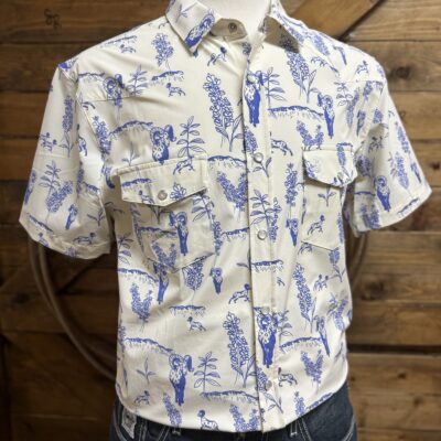 Mens Raised By Coyotes S/S Performance Pearl Snap-Bighorn