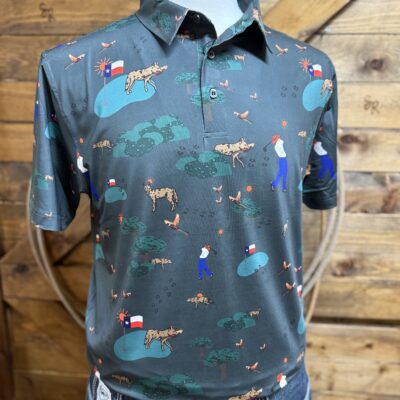 Mens Raised By Coyotes S/S Polo-Coyote Country Golf