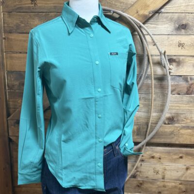 Womens San Jac Outdoors L/S Performance Snap Shirt-Teal