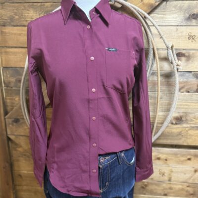 Womens San Jac Outdoors L/S Performance Shirt-Maroon