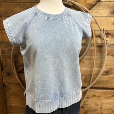Womens Flag & Anthem Dolman Top-Washed Indigo