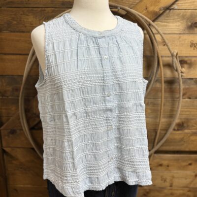 Womens Flag & Anthem Marina Textured Tank-Light Blue