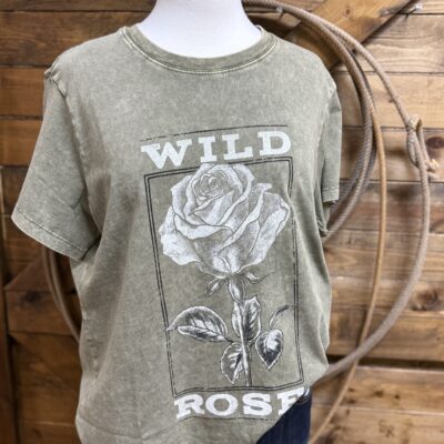 Womens Flag & Anthem Wild Rose Tee-Olive