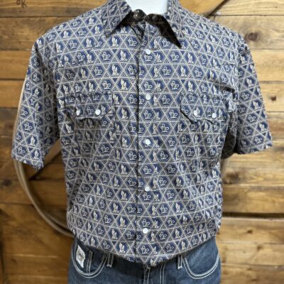 Mens Panhandle Slim S/S Pearl Snap-Tan Cactus Print