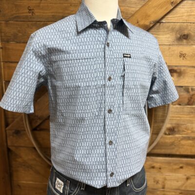 Mens Wrangler ATG S/S Button Down-Ombre Blue
