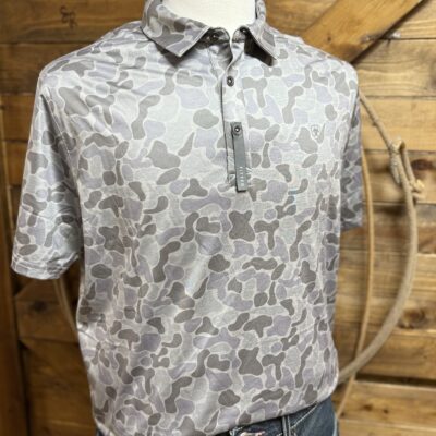 Mens Ariat Tek Fitted S/S Polo-Sky Rocket Camo