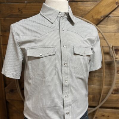 Mens Rock&Roll S/S Core Tek Pearl Snap-Grey Stripe