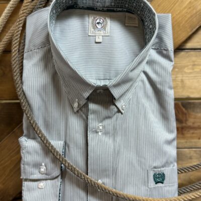 Mens Cinch Classic L/S Button Down-Grey/Maroon Stripe