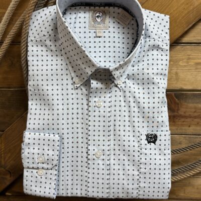 Mens Cinch Classic L/S Button Down-Light Blue Flower Print