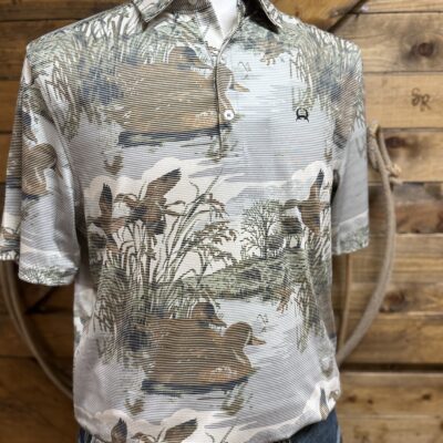Mens Cinch ArenaFlex S/S Polo-Duck Pond Camo