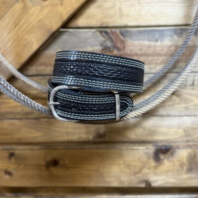Double J Saddlery Tapered Black Basket Weave Belt