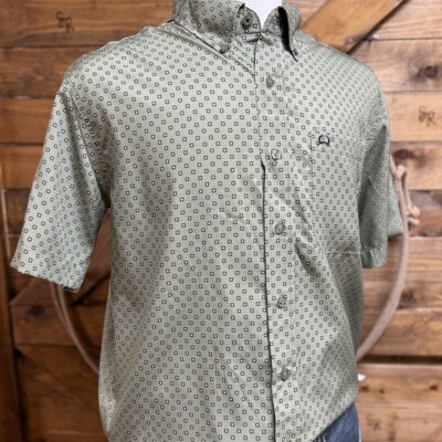 Mens Cinch ArenaFlex S/S Button Down-Olive Print