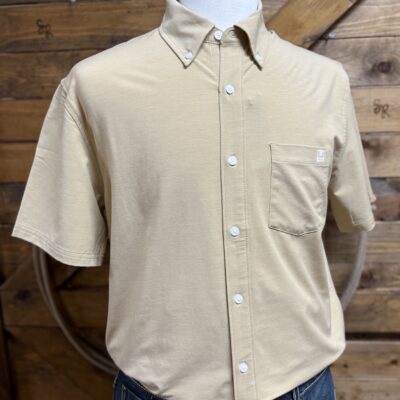 Mens Huk Kona S/S Button Down-Starfish Tan