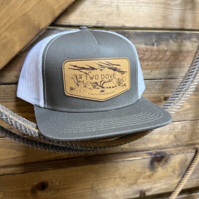 Two Dove South Texas Original Leather Patch Cap-Brown/White