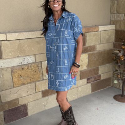 Womens Ee:some Western Shirt Dress-Denim