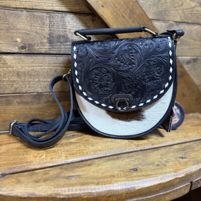 American Darling Saddle Messenger Bag-Blk/Cowhide