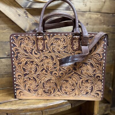 American Darling Western Tooled Tote Bag-Brown