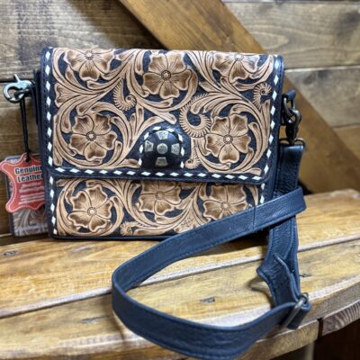 American Darling Daisy Crossbody-Tooled Leather/Black