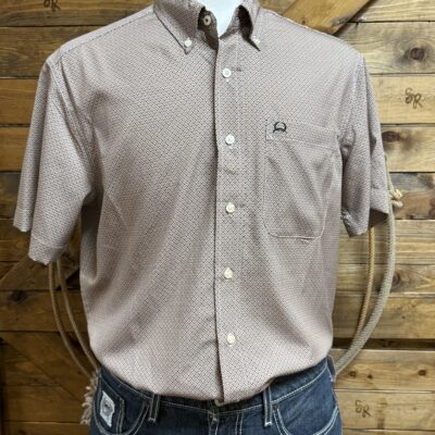 Mens Cinch S/S Vented ArenaFlex Button Down-Brown Print