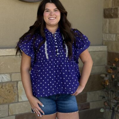 Womens Oh My Stars Piper Top-Purple/White Polka Dots