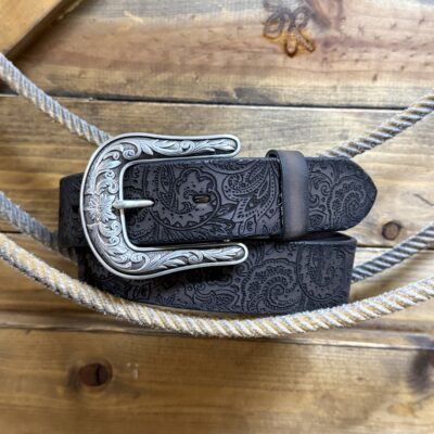 Womens Ariat Paisley Embossed Belt-Dark Brown
