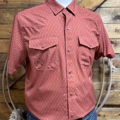 Mens Ariat VentTek Fitted Western S/S Pearl Snap-Chili Oil