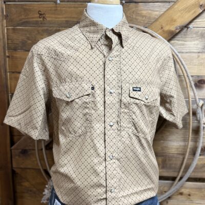 Mens Wrangler ATG Performance S/S Pearl Snap Shirt-Kelp Latice