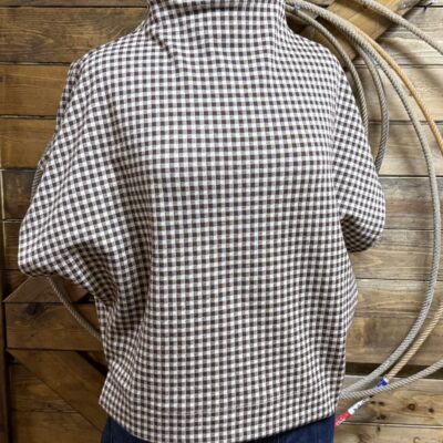 Womens Ee:some S/S Dolman Blouse: Checkered Toffee
